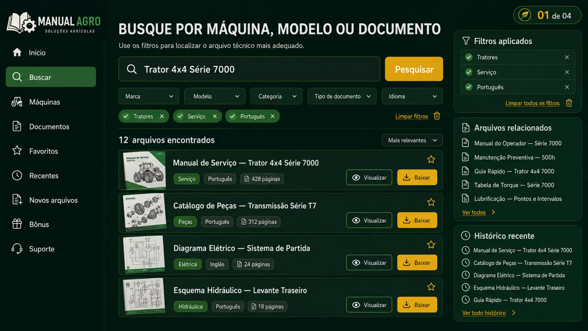 Busca por marca e modelo dentro da central