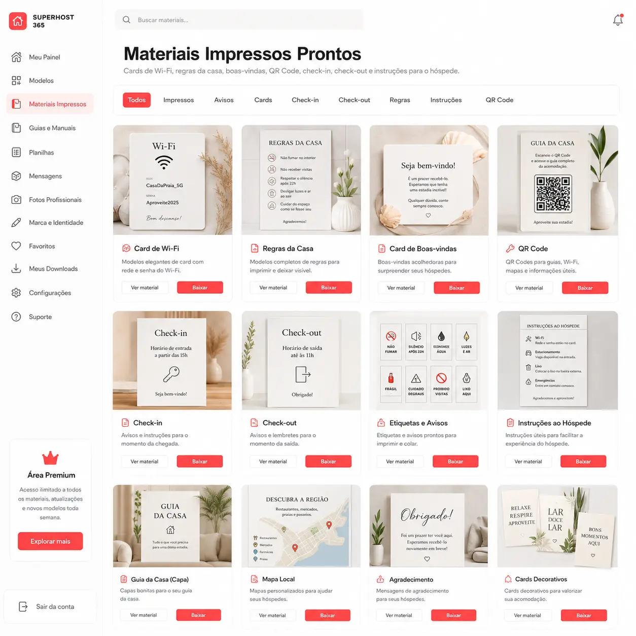 Materiais impressos prontos