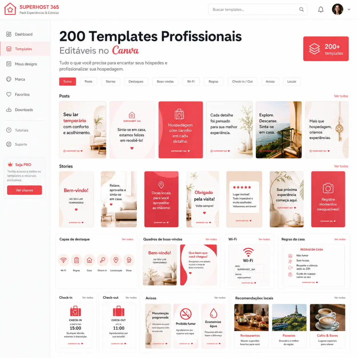 200 templates profissionais editáveis